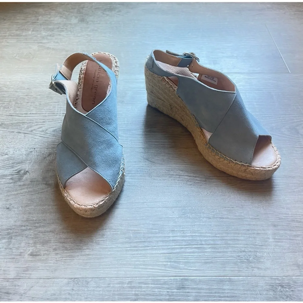 Patricia Green Madeline Suede Leather Espadrille Sandals Size 6 Made In Spain - Picture 2 of 11